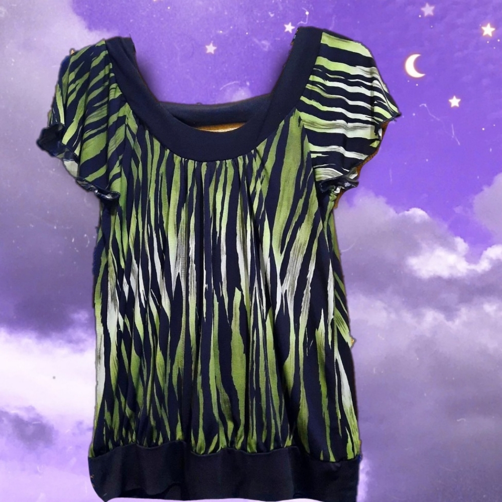 Y2k Sananas Groovy Zebra Print Blouse